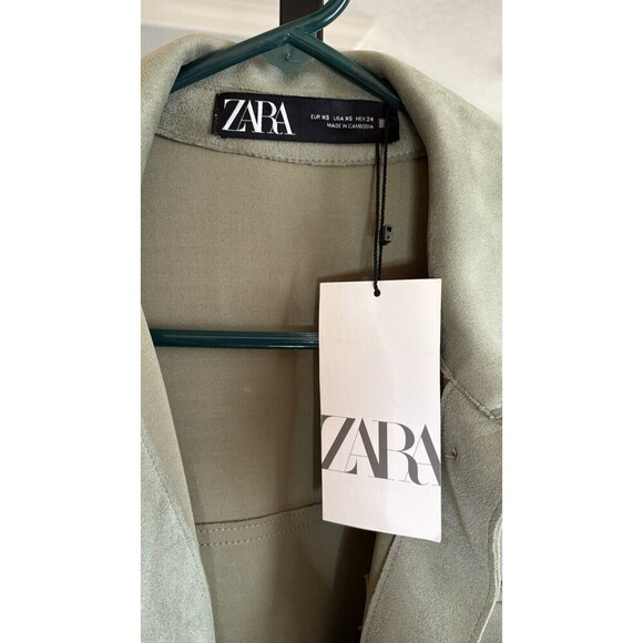 NWT Zara Women Ladies Faux Suede  Jacket Lightweight Coat Pockets Oversized XS - Picture 8 of 11